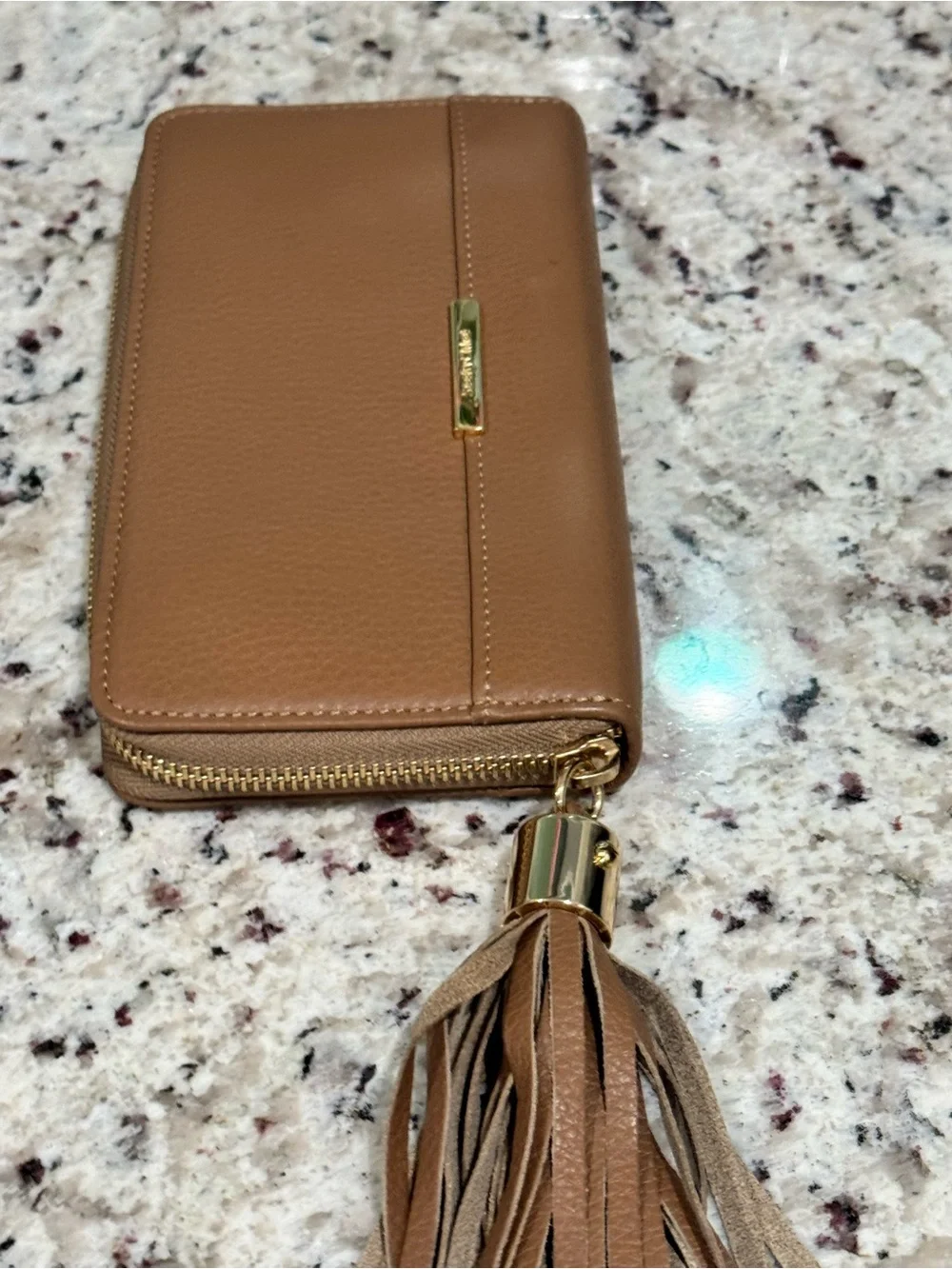 See By Chloé Vicky Brown Zip-Around textured Leather Wallet with Tassel. NWOT